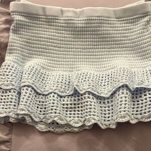 wild fable Light Blue Crochet Ruffle Mini Skirt